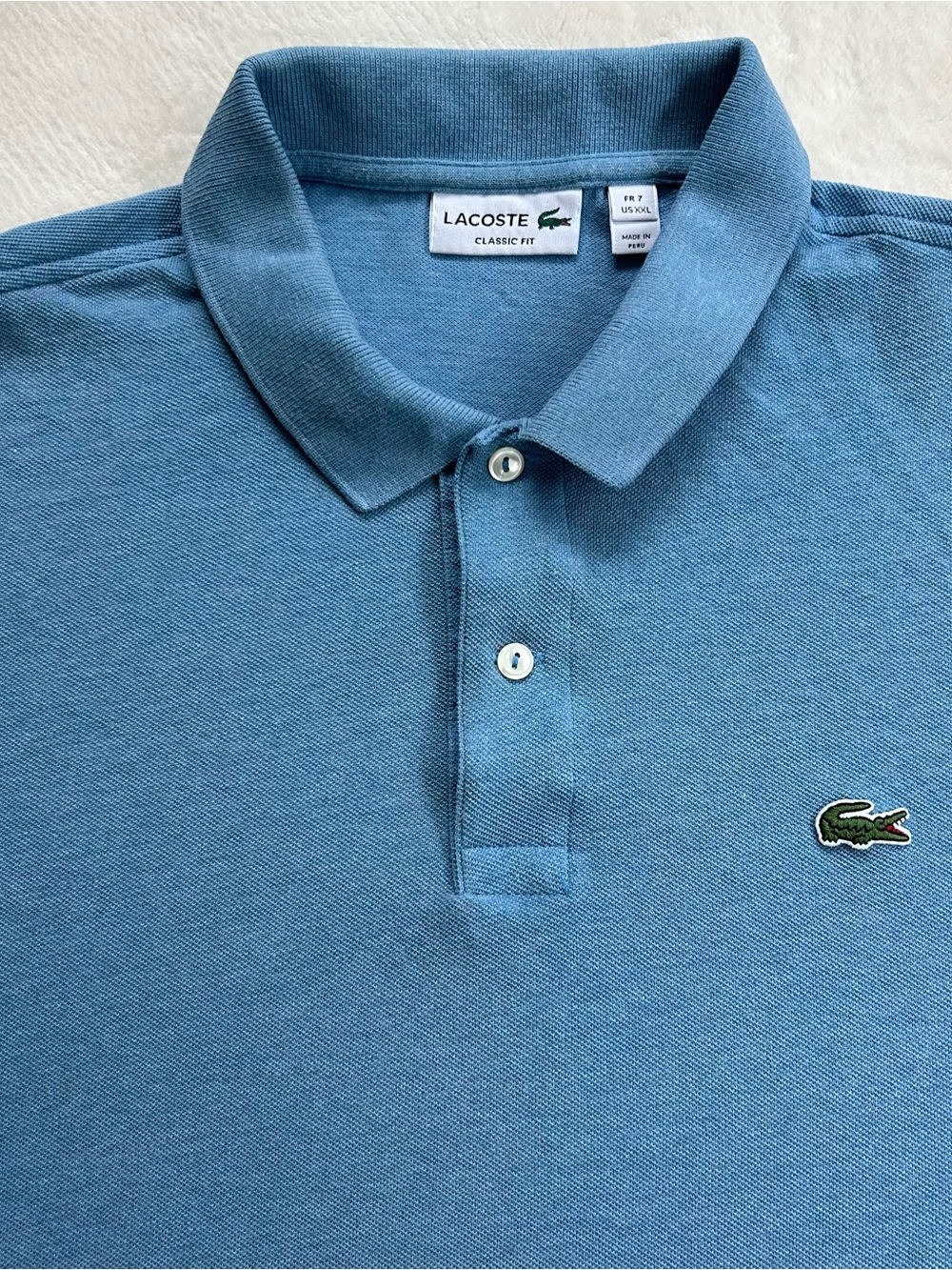 Lacoste Men’s Classic Fit Blue Polo with Crocodile Logo XXL
